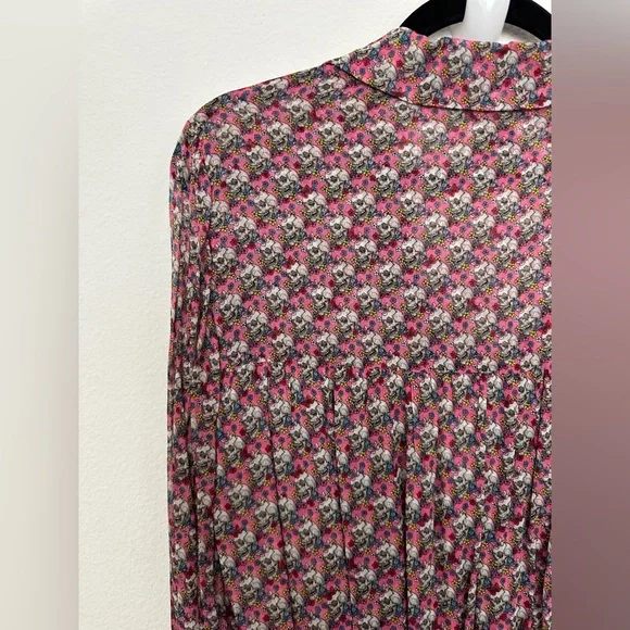 NWT Zadig & Voltaire Rose Skull Dress‎ Large Reevas Mousseline - Picture 10 of 14